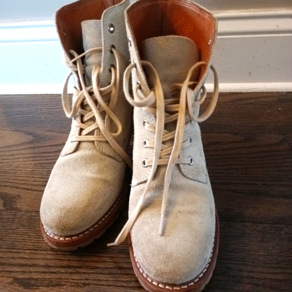 Frye Sabrina sand combat boots